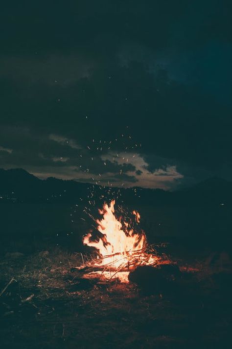 Lit Bonfire Outdoors during Nighttime A Fire, Campfire, In The Dark, Camping