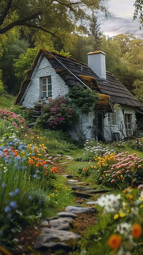 Aestheticaly.net Cottage In The Woods Aesthetic, Faux Tile Backsplash, Black And White Living Room Ideas, White Living Room Ideas, Small Bathroom Remodel Ideas, European Cottage, Black And White Living Room, Cottage Decor Farmhouse, Cottage Aesthetic