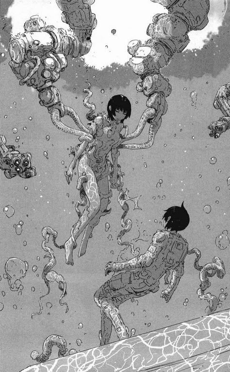 Knights Of Sidonia, Cyborgs Art, Arte Robot, White Drawing, Arte Cyberpunk, Japon Illustration, Arte Sketchbook, Cyberpunk Art, Black And White Drawing