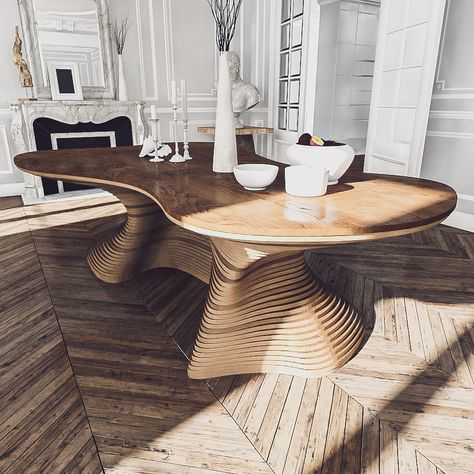 Irregular Shaped Dining Table, Sculptural Dining Table, Unique Dining Table Design, Organic Tables, Admiralty Arch, Parametric Table, Moroccan Dining Room, Unique Table Design, Unique Dining Table