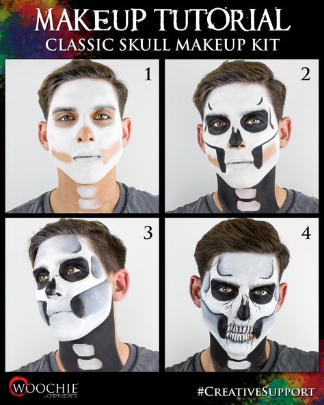 Sugar Skull Makeup Easy Men, Skull Makeup Tutorial Step By Step, Skull Face Paint For Men, Easy Skull Makeup Men, Skeleton Face Paint Easy, Skull Makeup Men, Face Paint For Men, Grim Reaper Makeup, Guys Halloween Makeup