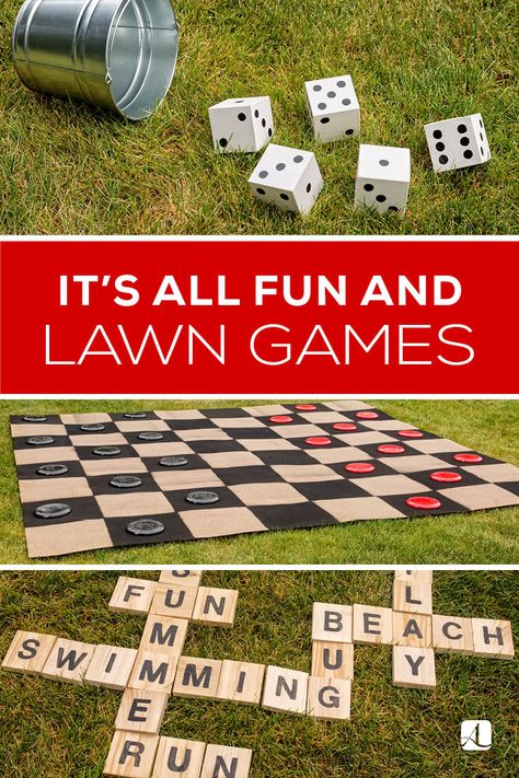 Life-Size Lawn Games  | The Summer Go-To #DIY #summer #outdoors Diy Board Games For Kids, Life Size Board Games, Board Games Storage, Board Games Aesthetic, Board Games Printable, Life Size Games, Board Games For Couples, Diy Yard Games, Outside Games