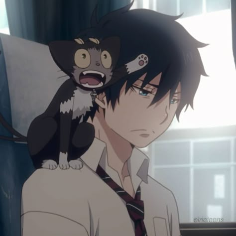 Rin Pfp Blue Exorcist, Blue Exorcist Matching Pfp, Run Okumura, Rin Okumura Aesthetic, Rin Okumura Pfp, Blue Exorcist Pfp, Kuro Blue Exorcist, Blue Exorcist Aesthetic, Rin Okumura Icon