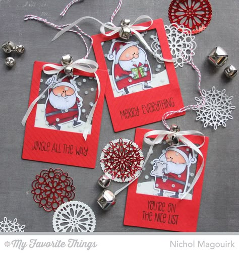 NICHOLMAGOUIRK_SANTASEETHRUTAGS1 Homemade Tags, Xmas Tags, Santa Cards, Holiday Tags, Christmas Tags, Jingle All The Way, Handmade Holiday, Winter Cards, The Last Day