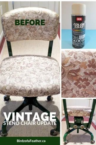 Chair Reupholster, Paint Vinyl, Vinyl Chairs, Diy Vintage Decor, Painted Vinyl, Upcycling Ideas, Faux Finish, Painting Furniture Diy, The Nest