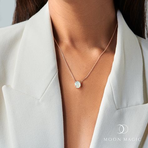 Raw Crystal Necklace - Opal 'Positivity' – Moon Magic Put Yourself First, Inner Harmony, Stop Feeling, Real Rose, Raw Crystal Necklace, Dainty Chain, Rose Quartz Stone, Ethical Jewelry, Moon Magic