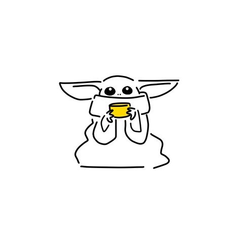 "Unite all fans, I must." By @lemonblanc #starwars #themandelorian #babyyoda #yoda #lemonblanc #illustration #lineart #linedrawing Grogu Simple Drawing, Simple Grogu Tattoo, Grogu Line Art, Star Wars Couple Tattoo Ideas, Yoda Line Art, Mandalorian Line Art, Star Wars Illustration Minimalist, Star Wars Simple Art, Star Wars Line Drawing