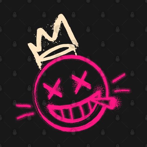 Smile emoji face and crown design - Smile Face - T-Shirt | TeePublic Emoji Logo Design, Graffiti Shirts Design, Graffiti Emoji, Smiley Face Wallpaper Aesthetic, Smiley Face Graffiti, Smile Face Tattoo, Crown Graffiti, Smile Face Emoji, Graffiti Crown