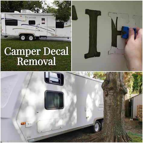 Camper Decal Ideas, Renovated Camper, Fiberglass Camper, Boho Camper, Camper Remodeling, Rv Redo, Camper Decals, Glamping Ideas, Camper Reno