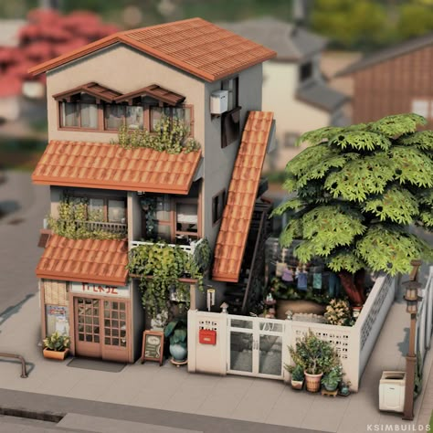 Tiny Apartment Sims 4, Sims 4 Japanese Family House, Sims 4 Japanese Townhouse, Sims 4 Japanese Build, Sims 4 Japanese House Cc, Sims 4 Korean Apartment, Japanese Suburban House, Sims 4 Mt Komorebi House, Sims 4 Gallery House