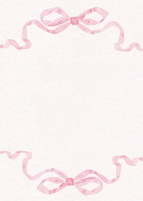 Pink Bow Invitation, Bow Invitation Template, Sorority Birthday Post Template, Birthday Background Template, Watercolor Borders, Birthday Card Background, Bow Invitation, Bond Paper Design, Love Pink Wallpaper