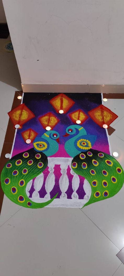 Big Rangoli For Diwali, Rangoli Designs Big, Elephant Rangoli, 2024 Diwali, Rangoli For Diwali, Mandir Decoration, Easy Rangoli Designs Videos, Big Rangoli, Rangoli Art