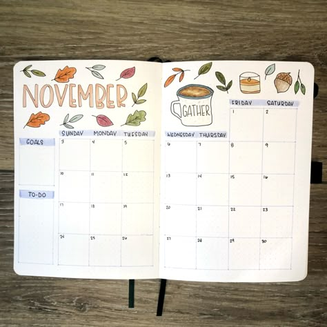 Cozy, thanksgiving themed bullet journal monthly spread #monthly #bujo #bulletjournal November Bujo Calendar, November Monthly Spread Bullet Journal, Thanksgiving Calendar Ideas, November Planner Ideas, November White Board Ideas, November Bullet Journal Calendar, Thanksgiving Bujo, Thanksgiving Bullet Journal, November Calendar Ideas