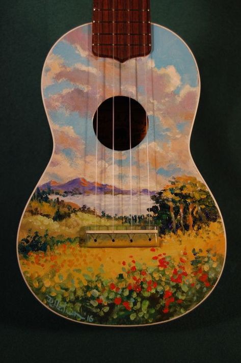 Painting Ukulele, Ukelele Painted, Ukulele Painting, Painted Ukulele, Ukulele Art, Ukelele, Ukulele, Acoustic Guitar, I Cant