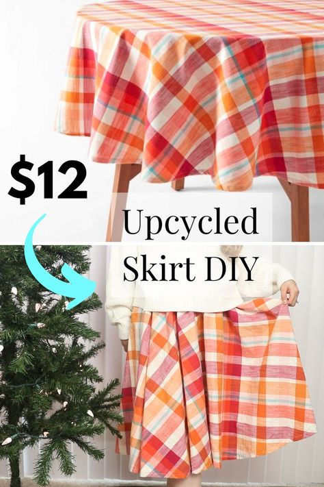 Tablecloth Sewing Pattern, Diy No Sew Skirt, Skirt From Tablecloth, Making A Circle Skirt, Circle Skirt From Round Tablecloth, How To Sew A Circle Skirt, Reversible Circle Skirt Tutorial, Vintage Circle Skirt Pattern, How To Make A Skirt