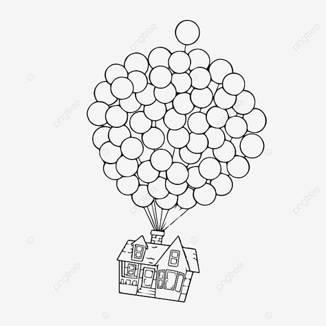 Balloon flying house decorative elements hand-painted small house balloon cartoon pattern How To Draw Balloons, Flying House, Fly Drawing, Balloon Cartoon, Transparent Balloons, Logo Cloud, Ball Drawing, Drawing Png, Car Drawing