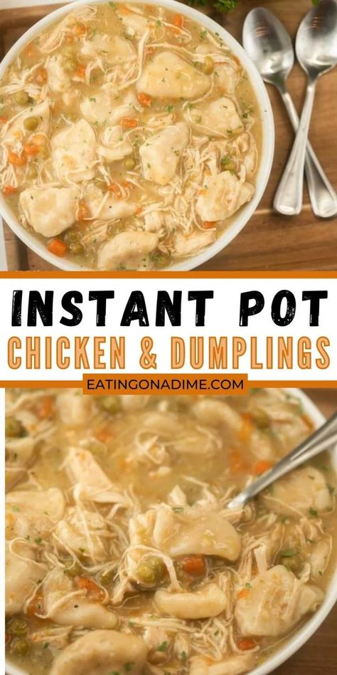 Instant pot chicken and dumplings (& VIDEO!) - ready in minutes! Instant Pot Recipes Chicken Dumplings, Fall Dinner Instant Pot, Instant Pot Frozen Chicken Recipes, Instapot Chicken And Dumplings, Pressure Cooker Dinner Recipes, Simple Instant Pot Recipes, Instant Pot Chicken Dumplings, Chicken And Dumplings From Scratch, Instant Pot Chicken And Dumplings