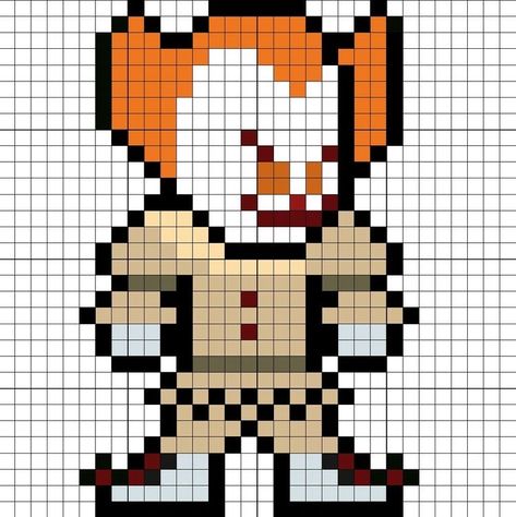 Pixel Art Logo, Pixel Art Halloween, Grille Pixel Art, Pennywise 2017, Pixel Art Kawaii, Pixel Art Minecraft, Image Pixel Art, Modele Pixel Art, Art Perle