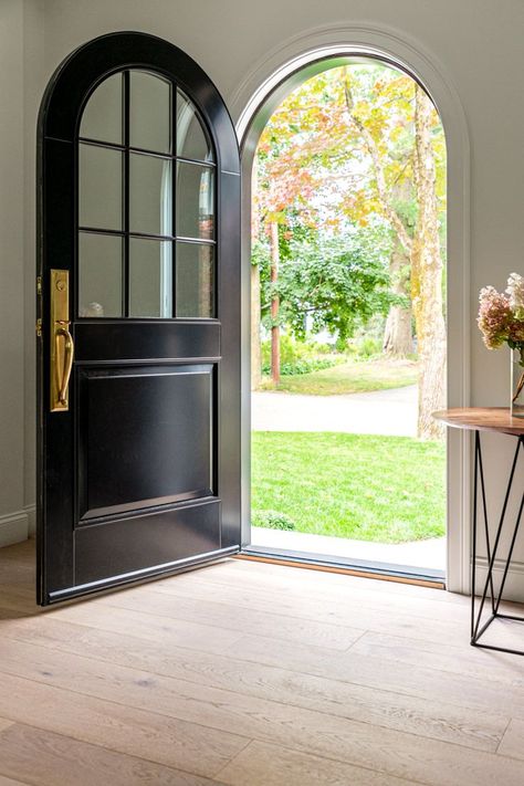 Modern Foyer Design, Arched Interior Doors, Arched Front Door, Modern Foyer, Open Floor Concept, Traditional Front Doors, Architecture Classic, Double Door Design, Portsmouth Nh