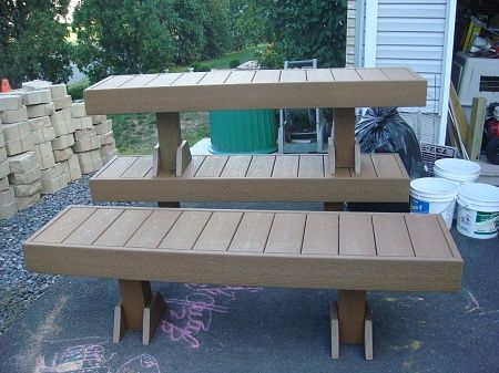 Make Benches from Scrap Composite Decking Trex Bench, Composite Patio, Deck Benches, Benches Diy, Deck Bench, Diy Picnic, Diy Picnic Table, Deck Bar, Dutch Barge