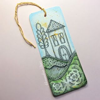 Zentangle Bookmarks Ideas, Zentangle House, Zentangle Houses, Zentangle Bookmarks, Zentangle Inspiration, Zentangle Drawing, New Home Card, Bookmark Craft, Art Markers