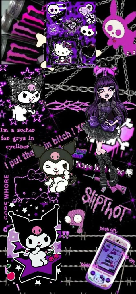 𝙺𝚞𝚛𝚘𝚖𝚒 𝚆𝚊𝚕𝚕𝚙𝚊𝚙𝚎𝚛 Wallpaper Kuromi, Kuromi Wallpapers, Kuromi Wallpaper, Pink Wallpaper Hello Kitty, Whatsapp Wallpaper Cute, Hello Kitty Imagenes, Goth Wallpaper, Emo Wallpaper, Whatsapp Wallpaper