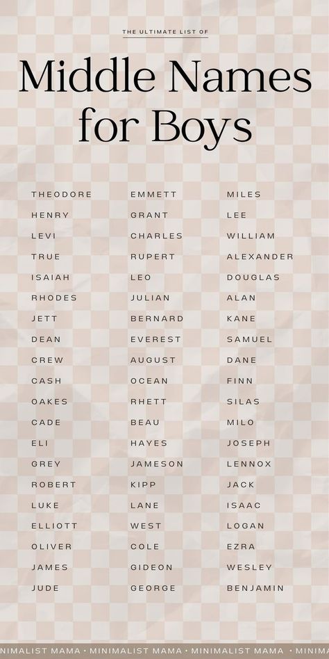 Searching for stylish middle names for boys? These unique baby boy names are totally modern, but ridiculously handsome and strong - and as a professional baby names writer, they're my top picks! (SAVE to your list of boy name ideas so you don't LOSE this baby names list!) aka: unique middle names, baby boy middle names, boy middle names unique Male Middle Names, One Syllable Middle Names, Male Name Ideas, Boy Middle Names Unique, Japanese Male Names, Rare Boy Names, Middle Names For Boys, Baby Boy Middle Names, Boy Name Ideas