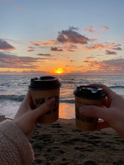 Coffee And Sunset, Coffee By The Beach, Coffee On The Beach, Coffee For Two, Coffee Outside, Couple Coffee, Kuantan, Beach Date, Doodle On Photo