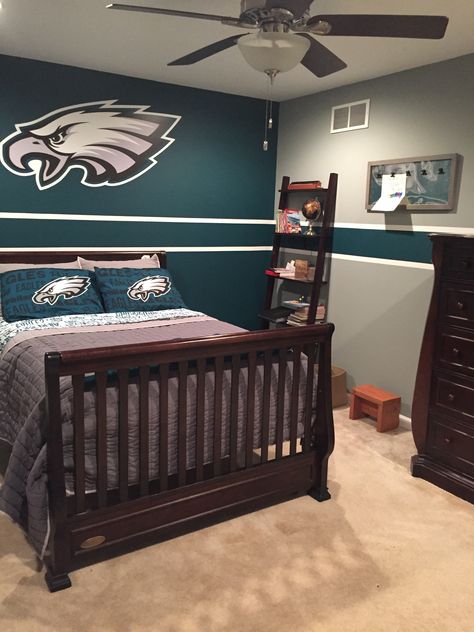 Philadelphia Eagles Room Ideas, Philadelphia Eagles Bedroom, Philadelphia Eagles Room, Eagles Bedroom, Philadelphia Eagles Man Cave, New Room Ideas, Furniture Bed, Philadelphia Eagles, Boy's Room