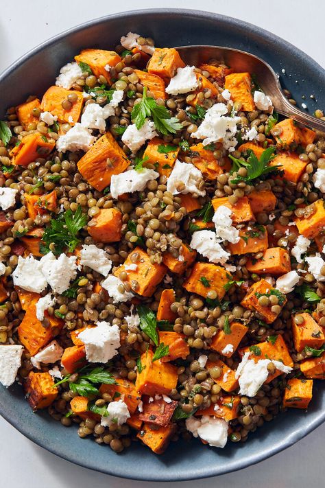 Sweet Potato Salad Recipe, French Green Lentils, Sweet Potato Salad, Salad With Sweet Potato, Lentil Salad, Nyt Cooking, Lentil Recipes, Potatoe Salad Recipe, Garden Oasis