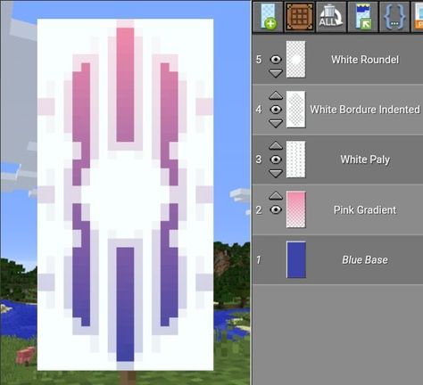 Minecraft banner Simple Minecraft Banner Designs, Minecraft Banner Rainbow, Minecraft Banner Designs Purple, Cherry Blossom Banner Minecraft, Minecraft Bridge Ideas Simple, Minecraft Shield Design, Sztandary Minecraft, Minecraft Fence Designs, Minecraft Banners Designs