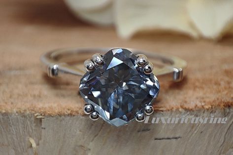 Grey Moissanite, Cushion Moissanite Engagement Ring, Gray Moissanite, Eco Friendly Jewelry, Unique Ring, Moissanite Ring, Moissanite Rings, Anniversary Ring, Summer Jewelry