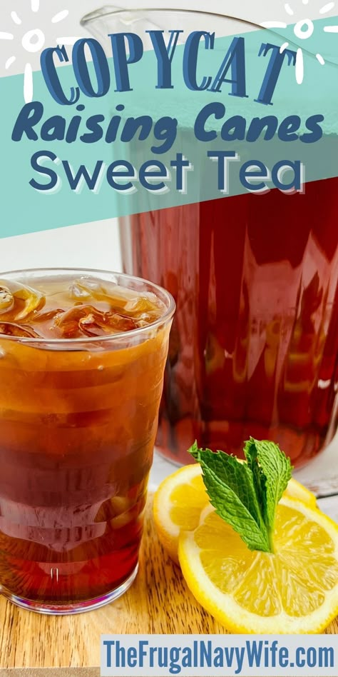 Sweet Tea For A Crowd, Canes Sweet Tea Recipe, Canning Sweet Tea Concentrate, Lipton Sweet Tea Recipe Gallon, Raising Canes Lemonade Recipe, Gold Peak Sweet Tea Recipe, Sweet Iced Tea Recipes, Rainforest Cafe Recipes Copycat, Best Sweet Tea Recipe