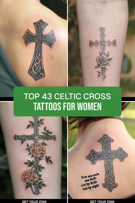 Looking for the perfect Celtic cross tattoo? Discover our curated list of 43 stunning designs that showcase beauty and cultural heritage. Whether you're a fan of bold intricacies or simple elegance, these tattoos celebrate the age-old Celtic symbolism. Each design highlights personal significance, making it a perfect tribute to strength and identity. Explore various styles and get inspired to choose your dream tattoo that speaks to your unique journey Scottish Gaelic Tattoo, Female Irish Tattoos, Irish Gaelic Tattoos For Women, Irish Flower Tattoos For Women, Feminine Celtic Tattoo For Women, Irish Tattoos For Women, Celtic Cross And Rose Tattoo, Celtic Tattoo For Women Irish, Irish Flower Tattoo