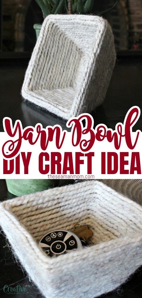 Feeling creative? Make yourself a cute bowl using a handful of simple materials! This practical yarn bowl DIY is so easy to make! via @petroneagu Diy Yarn Bowl, Yarn Bowls Diy, Yarn Bowl Craft, Crafting Storage, Homemade Holiday Gifts, Diy Bowl, Diy Yarn, Diy Basket, Cute Diy