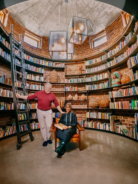 Lighthouse Interior, Heated Concrete Floor, Bookshelves Library, Country Chateau, French Country Chateau, Silo House, Small Barndominium, Clerestory Windows, Library Room