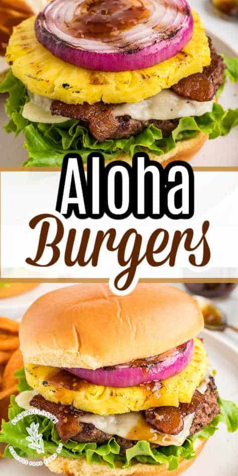 These Aloha burgers are so easy to make and the FLAVORS!!! Oh my gosh... so good. Perfect for grilling, and entertaining because they're so fun! Aloha Burger, Burger Bar Party, Hawaiian Burger, Burger Night, Havarti, Pineapple Slices, Grilled Onions, Burger Bar, Grilled Pineapple