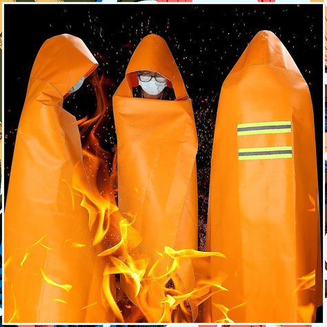 DIBBATU Fireproof Cloak, Fireproof Cape, Fireproof Hooded Cloak, Fire Emergency Survival Safety Blanket Full Body Protection, Emergency Blankets, Emergency Blanket, Fire Suppression, Blanket Poncho, Fire Escape, Head Protection, Hooded Cloak, Fire Retardant, Fire Safety