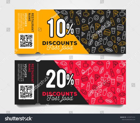 Food Coupons Design, Food Coupon Design, Food Template Design, Food Template, Coupon Design, Food Coupon, Linear Pattern, Gift Voucher, Restaurant Offers