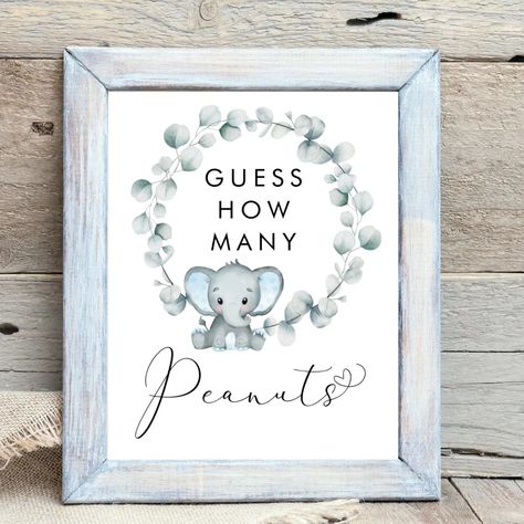 Guess How Many Peanuts Elephant Baby Shower Game Poster | Zazzle Baby Boy Sip And See Games, Baby Elephant Shower Ideas, Baby Boy Elephant Shower Ideas, Peanut Baby Shower Ideas, Little Peanut Baby Shower Boy, Elephant Themed Baby Shower Ideas, Elephant Shower Theme, Baby Boy Sip And See, Baby Shower Elephant Theme