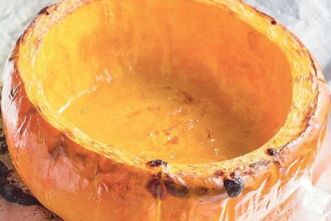 Using A Pumpkin As A Bowl, Pumpkin Serving Bowl, Pumpkin Bowl, Pumpkin Bowls, Biggest Pumpkin, Pumpkin Uses, Pumpkin Pudding, Fancy Dinner Party, Chili Cook Off