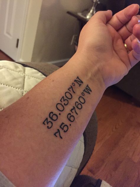 OBX coordinates Obx Tattoos Ideas, Coordinates Tattoo Ideas, Outer Banks Tattoo Ideas, Outer Banks Tattoo, Obx Tattoos, Coordinates Tattoo, Simple Tattoos For Women, Christmas Nail Art Easy, Red Christmas Nails