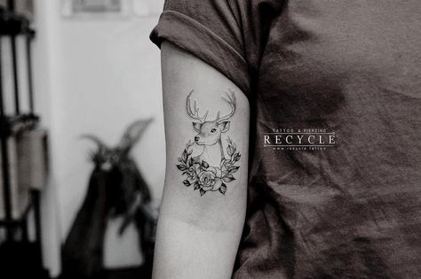 Deer Tattoo Meaning, Circular Tattoo, Stag Tattoo, Gargoyle Tattoo, Floral Back Tattoos, Love Spirituality, Country Tattoos, Web Tattoo, Deer Tattoo