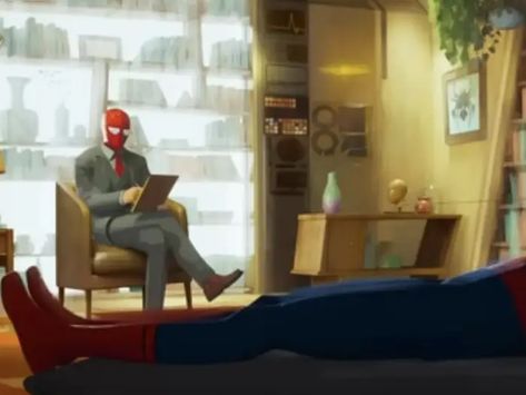 Spiderman Across The Spider Verse Therapist, Spider Man Therapist, Spiderman Therapist, Therapist Spiderman, Spider Squad, Spidey Aesthetic, What's Up Danger, Beyond The Spiderverse, Spider Noir