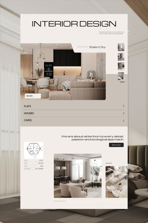 Landing page design inspiration for a company that is engaged in interior design of apartments, houses and offices. You can see my portfolio on dribbble, just follow the link. #website #homepage #webdesigninspo #layout #interactivedesign #landing #minimalosticwebdesign #ui #webdesignidea Interior Website Design Inspiration, Interior Design Web Design, Interior Landing Page, Website Design Interior Design, Interior Design Landing Page, Apartment Website Design, Interior Design Website Inspiration, Landing Interior Design, Interior Design Sites