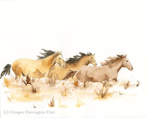 Horse Art - Horses Running - Watercolor Fine Art Print Animal Painting - Wild… Horse Running Drawing, Horses Watercolor, Painting Horses, Watercolor Horse Painting, Watercolor Paintings Of Animals, Horses Running, Watercolor Fine Art, Watercolor Horse, Blue Horse