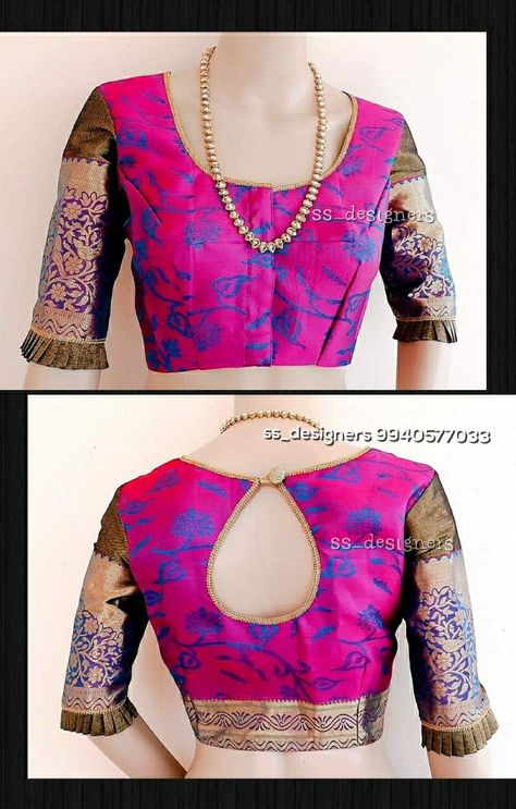 Botnick Blouse Design, Brocket Blouse Designs Latest, Saree And Blouse Designs, Blouses Saree, Back Neck Blouse, Bangalore Wedding, Dress And Blouse, Patch Work Blouse Designs, Blouse Designs Pattern