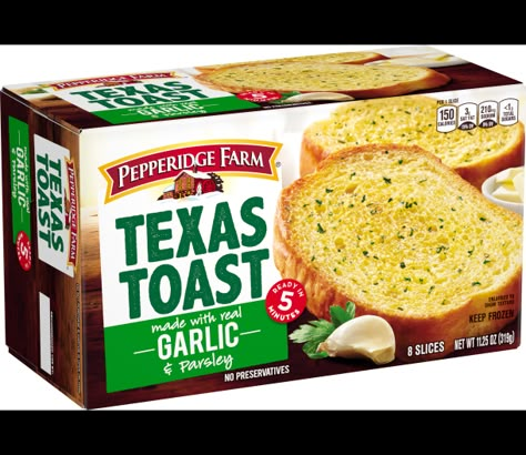 Frozen Garlic Bread - Pepperidge Farm Toast Sandwich Ideas, Garlic Texas Toast, Frozen Garlic, Texas Toast Garlic Bread, Frozen Garlic Bread, Frozen Food Packaging, Sandwich Ideas, Texas Toast, Toast Sandwich