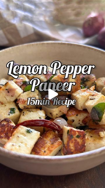 165K views · 3.7K likes | Mrs YumTum - Easy & Quick Recipes on Instagram: "Lemon Pepper Paneer- 15min Recipe 
(Serves 1-2)

This quick paneer recipe will win your heart. Basic spices & nothing else. The bold pepper & tanginess from the lemon elevates the dish to another level. 

Method: 
-Take 200g paneer cut into small cubes. 
-Add in 1tsp ginger garlic paste, 1/2tsp black pepper, 1/2tsp white pepper, half a lime juice, some fresh coriander & salt to taste. 
-Keep aside for 5min. 
-Now in a pan, add 2-3 dry red chillis, chopped green chillis, few curry leaves. 
-Let everything splutter. 
-Add 1 small onion chopped. Cook till light golden brown. 
-Add the marinated paneer & toss everything well. 
-Cook on medium high flame till the paneer is lightly brown. 
-Switch off the flame, add some Paneer Recipe Dry, Pepper Paneer Recipe, Dry Paneer Recipes, Paneer Dry Recipes, Easy Paneer Recipes Simple, Healthy Paneer Recipes, Marinated Paneer, Paneer Recipes Indian, Paneer Starters