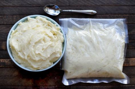 Freezer Mashed Potatoes, in bowl and in a FoodSaver bag Mashed Potatoes Ahead Of Time, Mashed Recipes, Freezer Mashed Potatoes, Freezing Mashed Potatoes, Make Ahead Recipes, Make Mashed Potatoes, Potatoes Mashed, Cream Cheese Potatoes, Food Sides